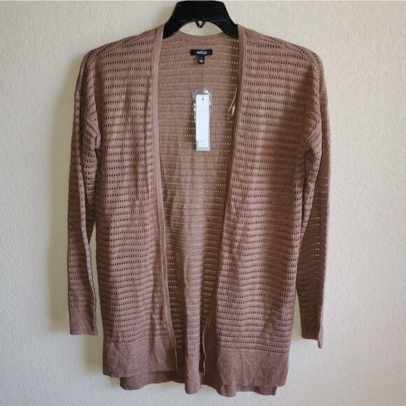 APT.9Open Front Step Hem Eyelet Cardigan Sweater - Picture 8 of 11